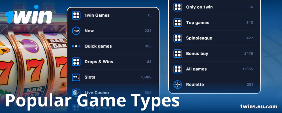 Types of games in the 1Win online casino