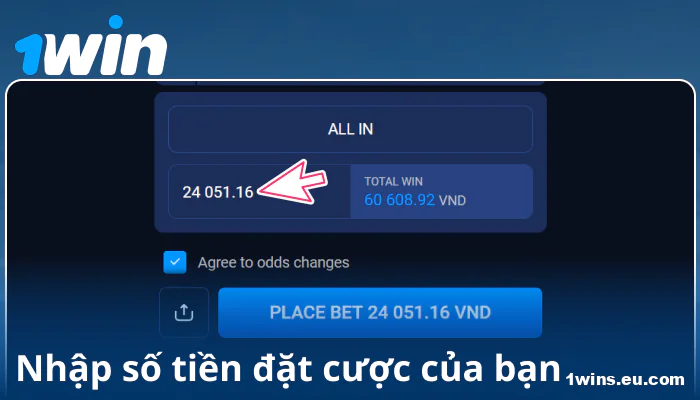 Nhập số tiền cược tại 1Win Việt Nam