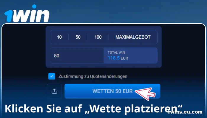 Bestätigen Sie Ihre Wette bei 1Win DE