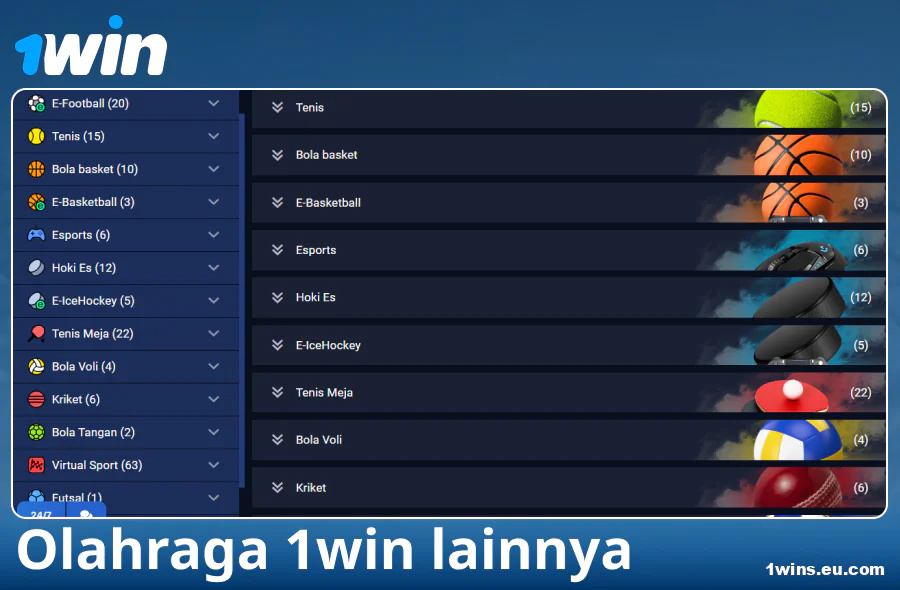 Jenis Olahraga yang Tersedia di Bookmaker 1Win Indonesia